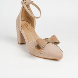 PURPLEHUNT Textured PU Slim Heeled Peep Toes with Bows-52
