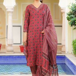 KALINI Women Floral Printed Kurta with Harem Pant & Dupatta-25