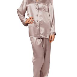 DEHMAN Women Lapel Collar Pure Silk Night Suits-image-76