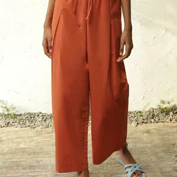 Canoopi Women Relaxed Straight Leg High-Rise Easy Wash Pleated Trousers-picture-7