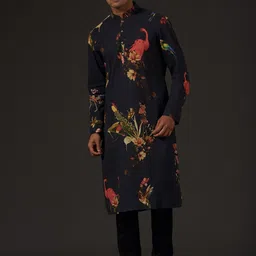 Balance by Rohit Bal Men Floral Printed Mandarin Collar Kurta Sets-picture-50