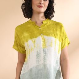 CORSICA Women Tie and Dye Mandarin Collar Top-image-115