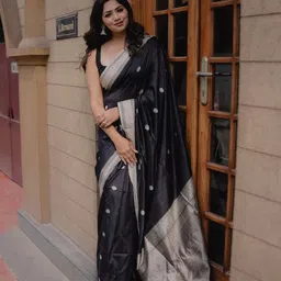 SHOP DROP Woven Design Zari Pure Silk Banarasi Saree-image-60