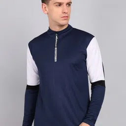 FARROWX Colourblocked Henley Neck Slim Fit T-shirt-picture-33