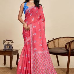 all about you Floral Printed Pure Linen Saree With An Unstitched Blouse-picture-35