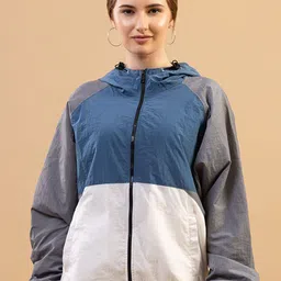 Mast & Harbour Women Hooded Colourblocked Windcheater Tailored Jacket-picture-10