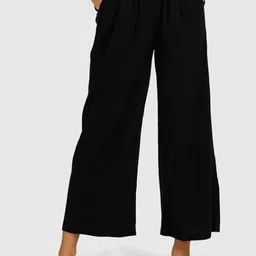 tripursundari fashion Tripursundari Women Solid Mid-Rise Relaxed Fit Trousers-picture-0