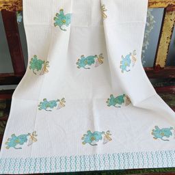 Pink Potli Kids White & Green Elephant1 Printed Organic Cotton 300 GSM Bath Towel-image-72