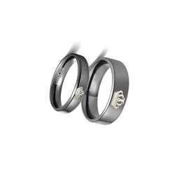Moneekar Jewels Black Stainless Steel Finger Ring-16