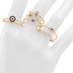 ALDO Set Of 3 Stainless Steel Gold-Plated Stone-Studded Finger Rings-image-12