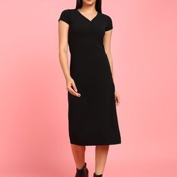 Mast & Harbour Women V-Neck Short Sleeves Sheath Midi Dress-image-43