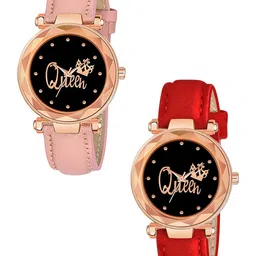 Gopal Shopcart Women Pack Of 2 Printed Dial Analogue Watch GR379RG Q RED Vel PINK G L-image-90