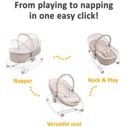 Babyhug Opal 3 in 1 Cozy Rocker Sleeper With Mosquito Net- Beige(Without Toys) image 2