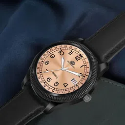 DOUBLERUN Men Dial & Leather Bracelet Style Straps Analogue Multi Function Watch H05N1712-10