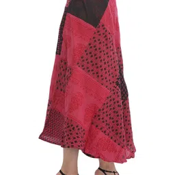 Exotic India Wrap-Around Long Skirt With Printed Patch-work image 3