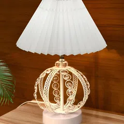 Homesake White Metal Industrial Frusturical Shaped Table Lamp-50