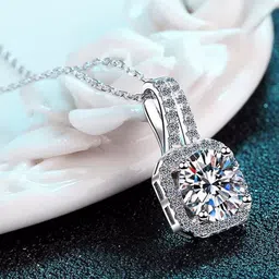 Zabby Allen Silver-Plated American Diamond Studded Pendants With Chains-21