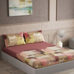 DDecor Pink & White Geometric 180 TC Bedsheet with 2 Pillow Covers-picture-27