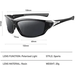 Dervin Unisex Rectangle Sunglasses with Polarised and UV Protected Lens image 2