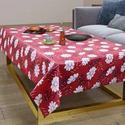LooMantha Maroon & White Floral Printed Waterproof 2-Seater Table Cover-33