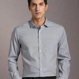 Louis Philippe Micro Checked Pure Cotton Formal Shirt-picture-7