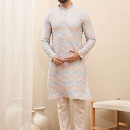 SWAGG INDIA Men Ethnic Motifs Embroidered Thread Work Kurta-image-39
