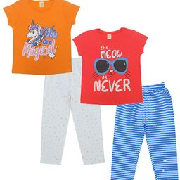 Clothe Funn Girls Printed T-shirt with Pyjamas-image-65