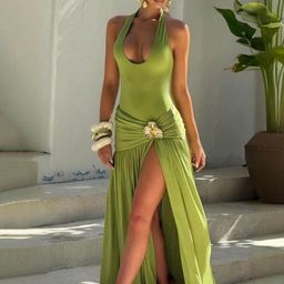 LULU & SKY Halter Neck Bodysuit With Maxi Skirt Co-Ords-picture-24