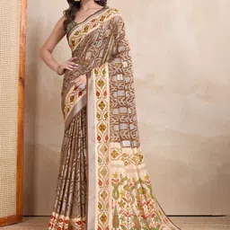 KALINI Floral Printed Zari Brasso Saree-image-60