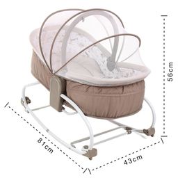 Babyhug Opal 3 in 1 Cozy Rocker Sleeper With Mosquito Net- Beige(Without Toys) image 3