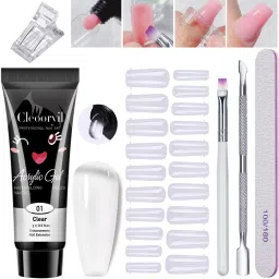 Poly Nail Gel Extension Kit for Builder Gel UV Nail Art Kit, Nail Extension Set (Clear)-36