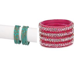 1ST TIME Set Of 12 Stone-Studded & Beaded Bangles-picture-43