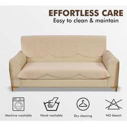 Myntra Elegant Homes Beige Checked Velvet 3 Seater Sofa Covers-picture-4