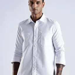 NEVER NEUD Standard Spread Collar Chest Pocket Detail Slim Fit Casual Shacket-image-49