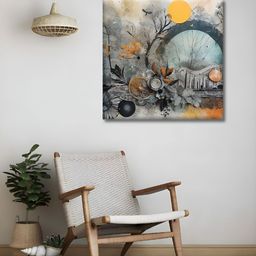 OLIVE TREE Grey Abstract Printed Canvas Wall Art image 5