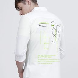 LOCOMOTIVE Men Cutaway Collar Typography Printed Cotton Slim Fit Casual Shirt-image-24