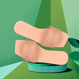 Commander Shoes Women Striped Open Toe Flats with Laser Cuts-59