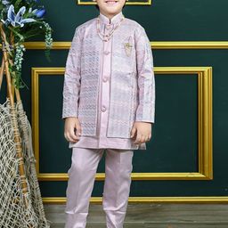 BT DEZINES Boys Embroidered Sequined Sherwani Set-image-55