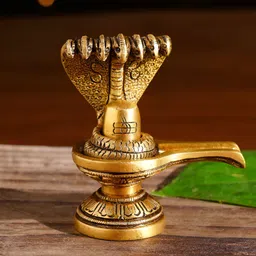 JAYPORE Gold-Toned Shivalingam With a Five-Headed Snake Religious Idol Showpiece-picture-5