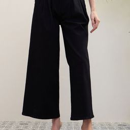 Iconic Women Solid Flared Mid-Rise Pleated Regular Trousers-image-24