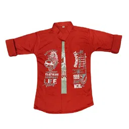 BAESD Boys Classic Regular Fit Spread Collar Typography Printed Cotton Casual Shirt-picture-33