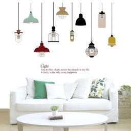 Aura Maroon & Green Vintage Hanging Lamps Printed Self Adhesive Wall Sticker-picture-19