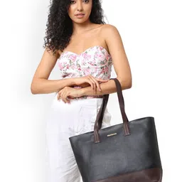Black Spade PU Structured Tote Bag image 5
