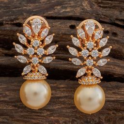 Kushal's Fashion Jewellery Gold-Plated Stones Studded & Beaded Drop Earrings-image-65