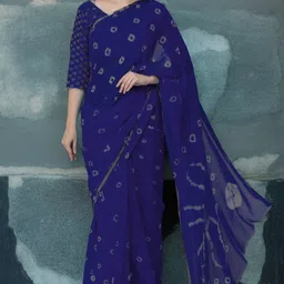 CLAFOUTIS Bandhani Zari Poly Chiffon Bandhani Saree-picture-6