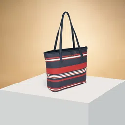 Forever Glam by Pantaloons Striped PU Oversized Bowling Handheld Bag with Cut Work-0