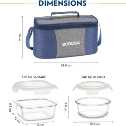 borosil Alora Universal Glass Lunchbox, 4 pc Set (320 ml x 2 + 240 ml x 2) 4 Containers Lunch Box image 2