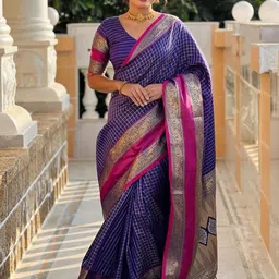 BlueRang Woven Design Zari Silk Blend Banarasi Saree-picture-26