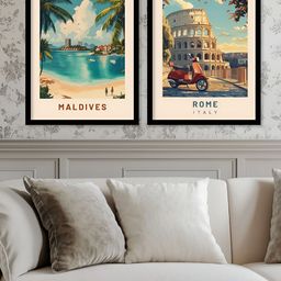 Kotart Blue & White 2 Pieces Travel Wooden Wall Arts-picture-0