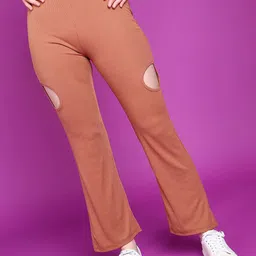 Popwings Women Self Design Relaxed High-Rise Easy Wash Regular Trousers-image-97